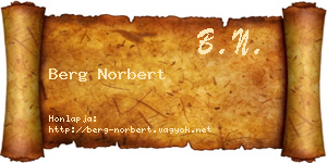 Berg Norbert névjegykártya